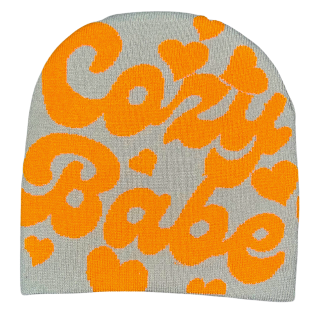 Grey/Orange Cozy Babe Beanie
