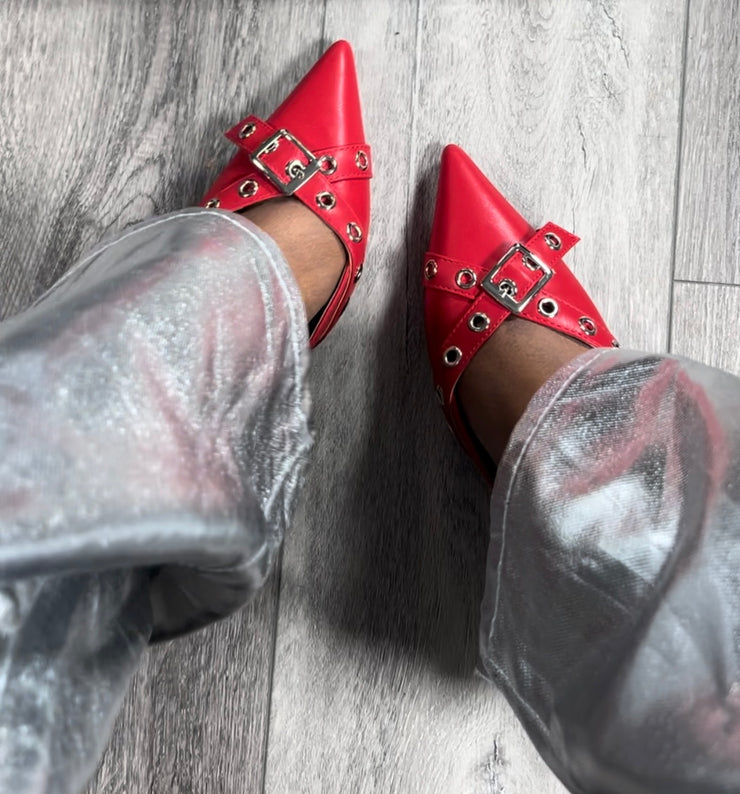 Red Classy Point Toe Heels