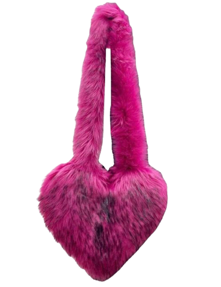 Hot Pink Oversize Furry Heart Bag