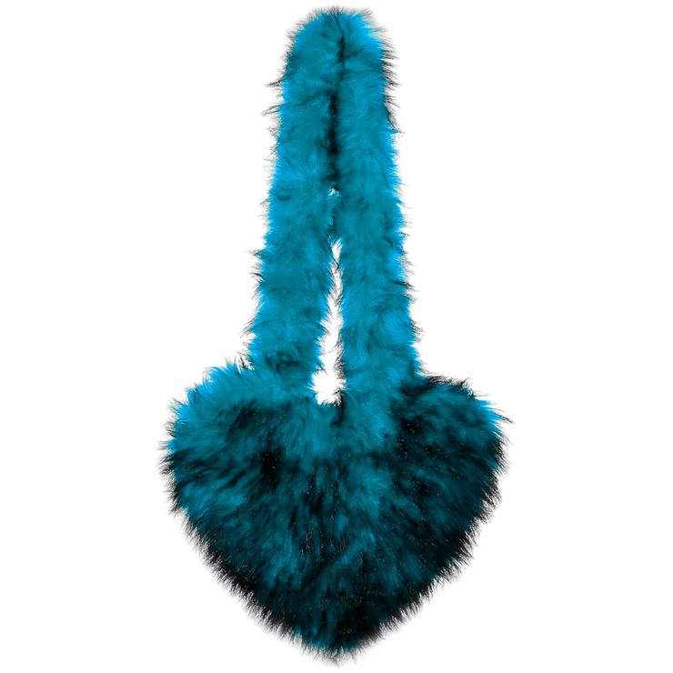 Turquoise Blue Oversize Furry Heart Bag