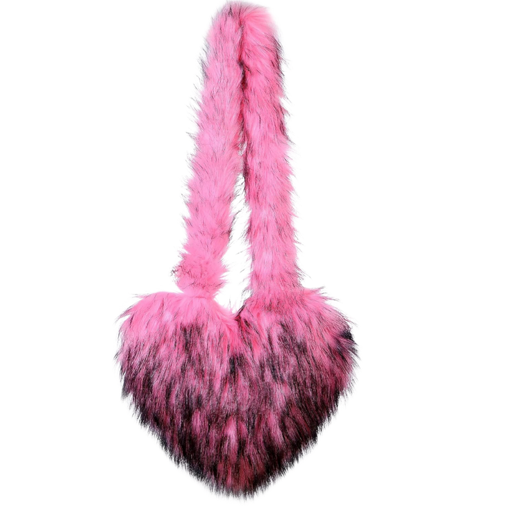 Pink Oversize Furry Heart Bag