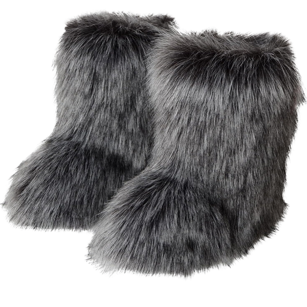 Dark Grey Fly Furry Boots